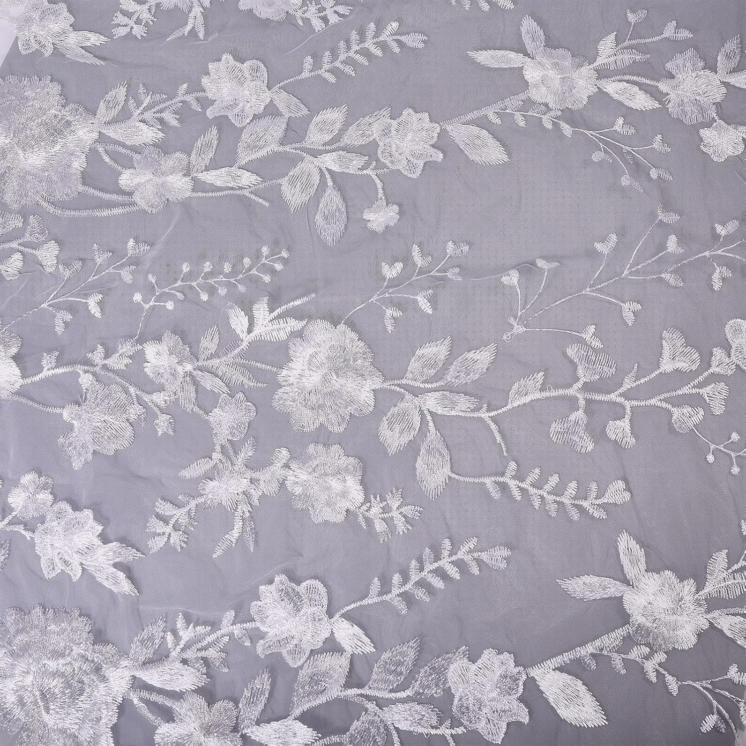 1 Yard Embroidery Floral Lace Fabric Flower Polyester Mesh Fabric White  Floral Lace Trim Fabric Wedding Garment Accessories for Bridal Veils Dress  Curtain DIY Crafts Supplies 38" Wide - Walmart.com