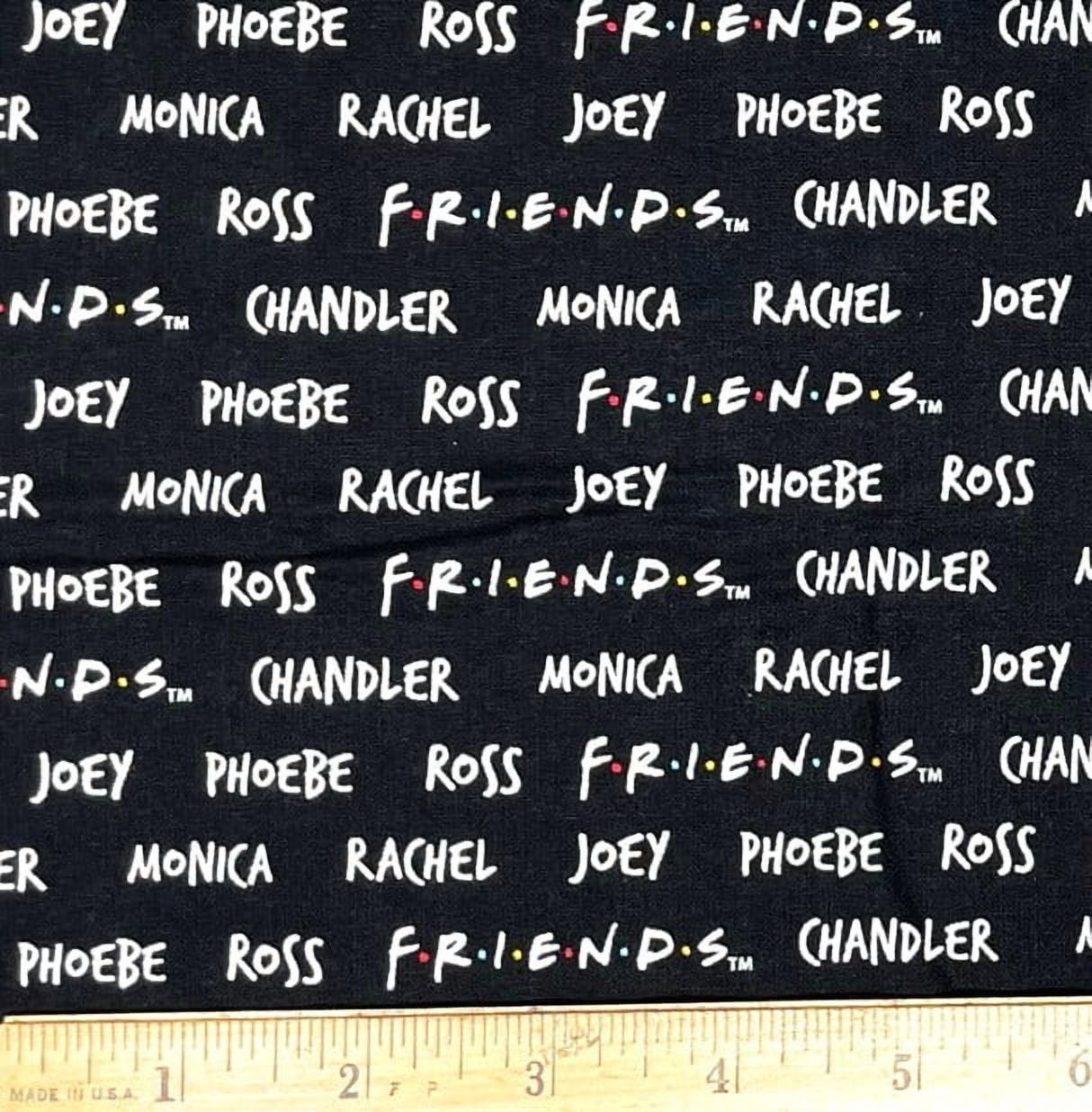 1 Yard - Friends Names Chandler Joey & More Striped on Black Cotton Fabric (Great for Quilting, Sewing, Craft Projects, Throw Pillows & More) 1 Yard X 44" Wide