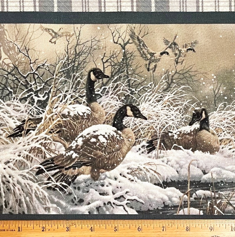 1 Yard - Geese Green & Brown Plaid Double Border Broadcloth Cotton Duck Upholstery Fabric (Great for Quilting, Sewing, Craft Projects, Throw Pillows & More) 1 Yard X 60" Wide