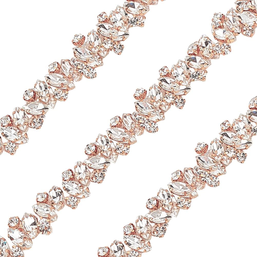 Rhinestone Ribbon - 1 Meter Bling Crystal Fringe Trim, 6 Rows, Blue, For Wedding Dress, Shoes, DIY Crafts