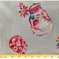 thumbnail image 1 of 1 Yard - Halloween Flock Tie Dye Sugar Skulls on Black Polyester Mesh Fabric (Great for a Costume, Party Table Decoration, Sewing, Craft Projects, & More) 1 Yard X 58" Wide, 1 of 3