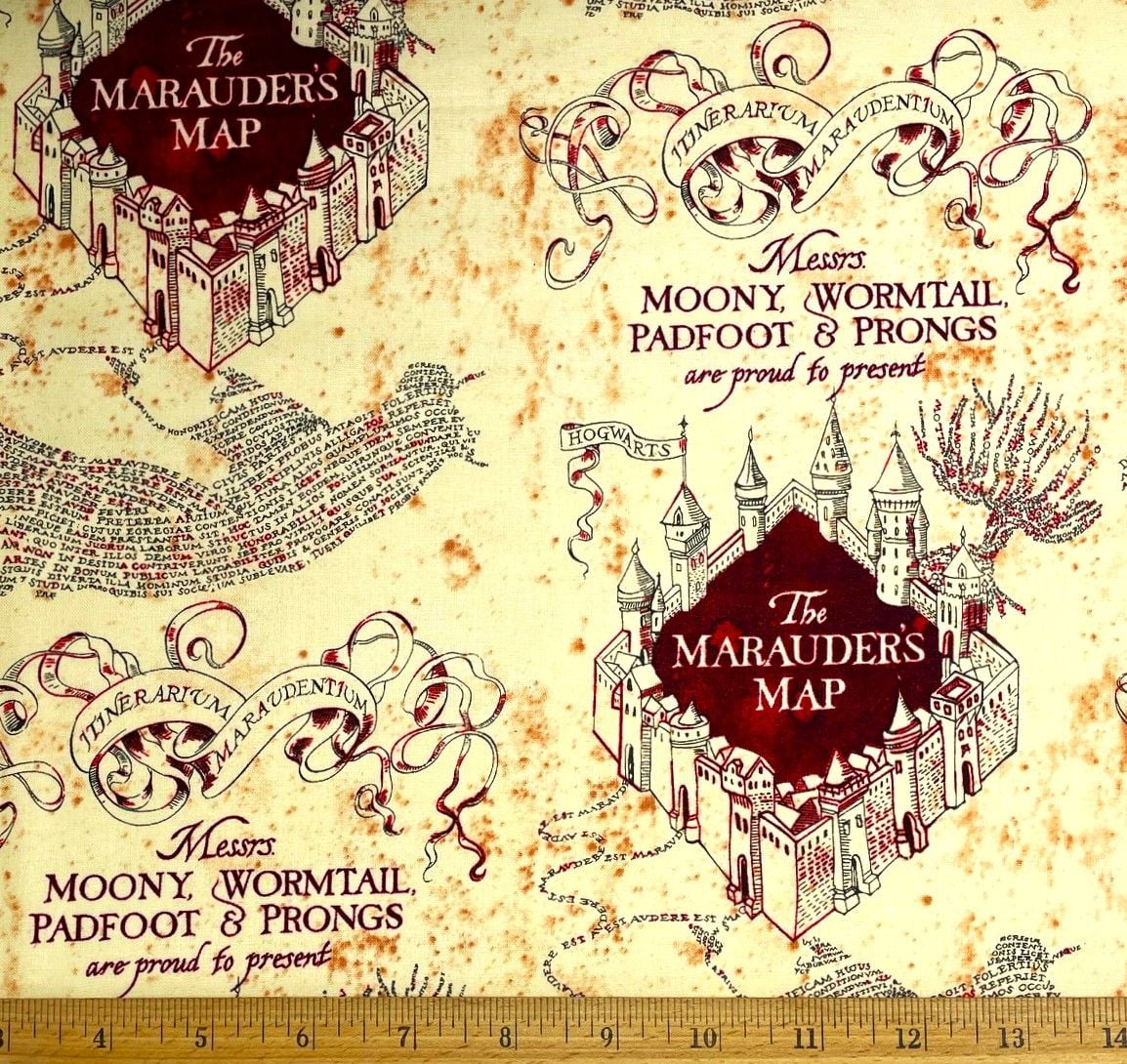 1 Yard - Harry Potter Marauder's Map "Up to No Good" Cotton Fabric (Great for Quilting, Sewing, Craft Projects, Throw Pillows & More) 1 Yard X 44" Wide