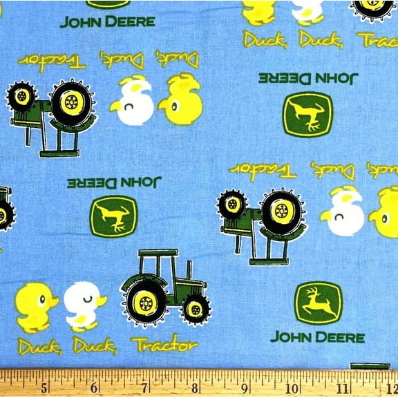 1 Yard - John Deere Baby Farm Duck, Duck Tractor on Blue Cotton Fabric (Great for Quilting, Sewing, Craft Projects, Quilts, Throw Pillows & More) 1 Yard X 44" Wide