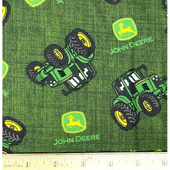 1 Yard - John Deere Farm Tractor on Green Cotton Fabric (Great for Quilting, Sewing, Craft Projects, Throw Pillows & More) 1 Yard X 44" Wide