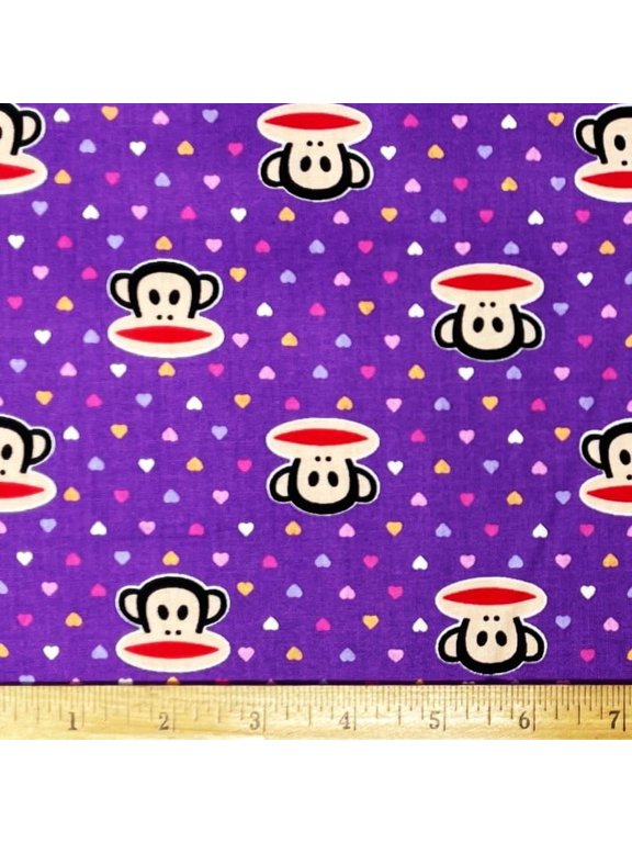 1 Yard - Julius Monkey Paul Frank on Lavender Cotton Fabric (Great for Quilting, Sewing, Craft Projects, Throw Pillows & More) 1 Yard X 44" Wide
