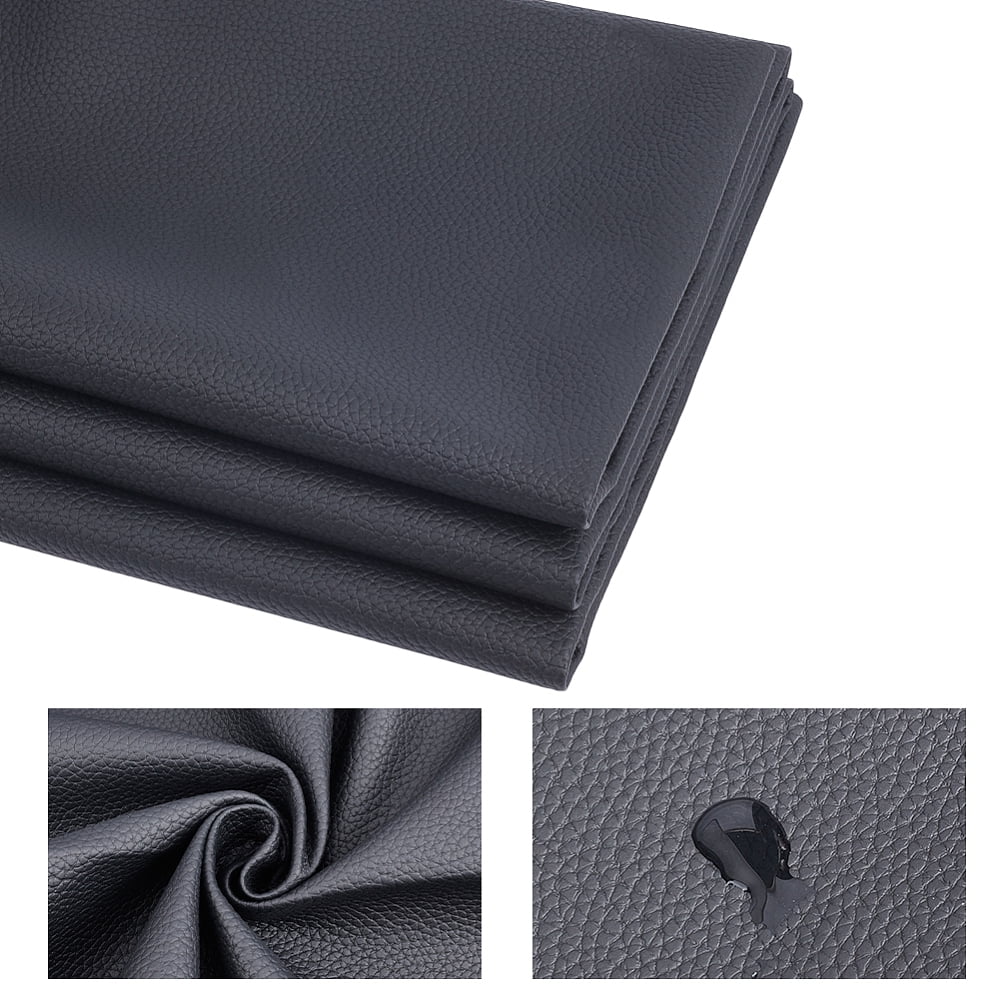 1 Yard Lichee Pattern PVC Leather Fabric for DIY Bag Clothing Accessories Black 1400x1mm