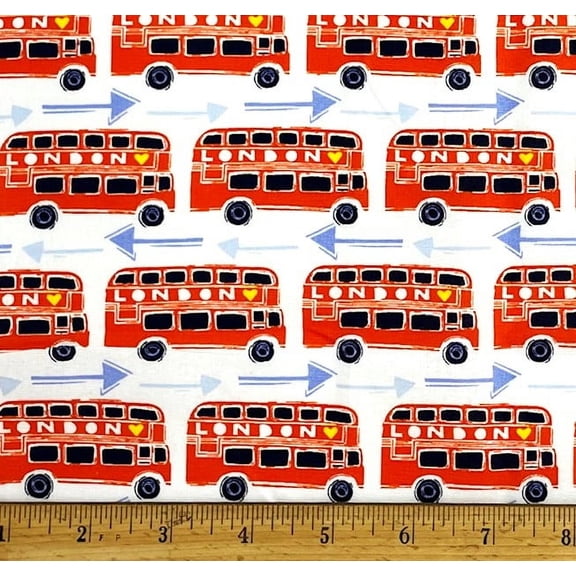 1 Yard - London Orange Bus Stripe Cotton Fabric (Great for Quilting, Sewing, Craft Projects, Throw Pillows & More) 1 Yard X 44" Wide