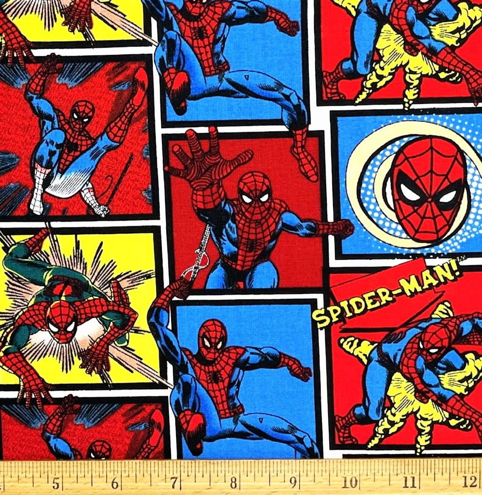 1 Yard - Marvel Spiderman Block Blue & Red Cotton Fabric (Great for Quilting, Sewing, Craft Projects, Throw Pillows & More) 1 Yard X 44" Wide