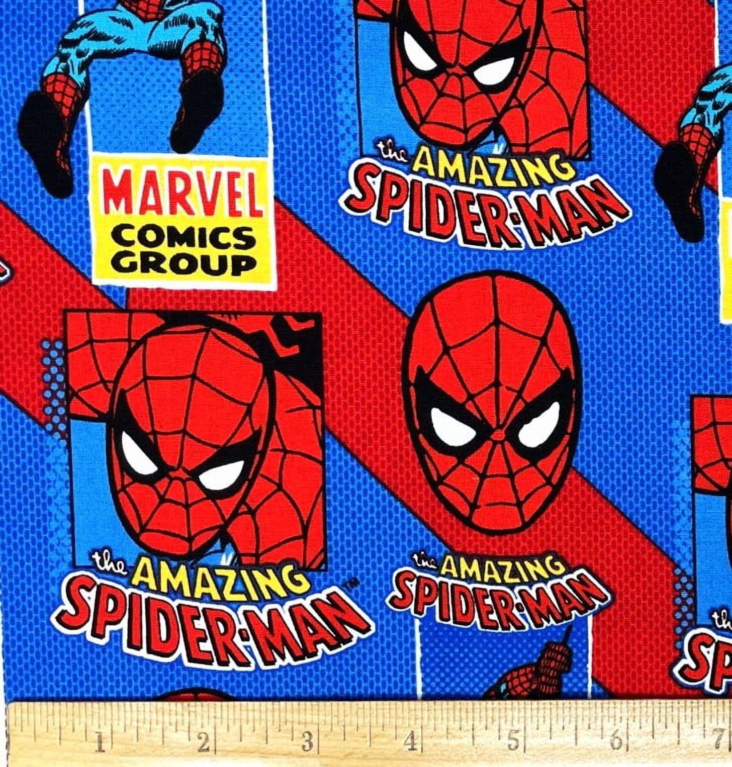 1 Yard - Marvel Spiderman on Red & Blue Cotton Fabric (Great for Quilting, Sewing, Craft Projects, Throw Pillows & More) 1 Yard X 44" Wide