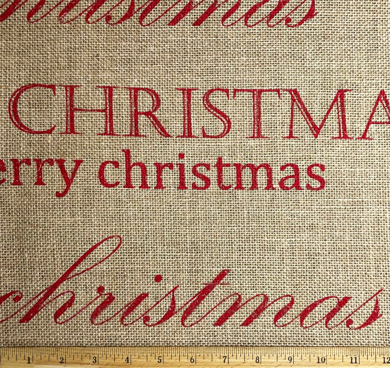 1 Yard -  Merry Christmas Red Jute Burlap  Fabric (Great for Quilting, Sewing, Craft Projects, Throw Pillows & More) 1 Yard X 44" Wide