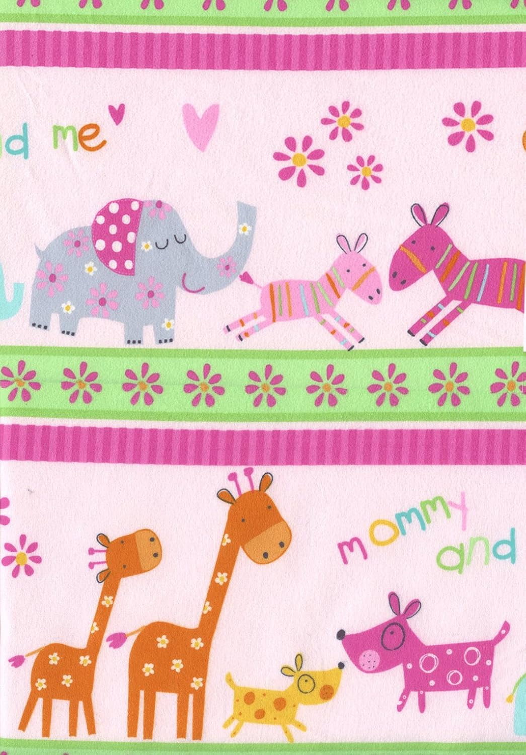 1 Yard - Mom & Baby Animals Mommy & Me Stripe Flannel Fabric (Great for Quilting, Sewing, Craft Projects, Throw Pillows & More) 1 Yard X 44" Wide