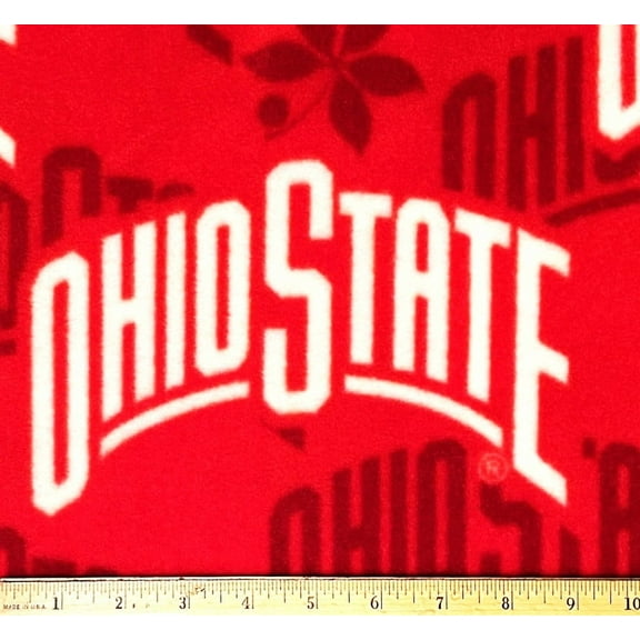 1 Yard - OSU Ohio State University Buckeyes on Red Fleece Fabric (Great for Making a Throw Blanket, Sewing, Craft Projects, Throw Pillows & More) 1 Yard X 58 Inches