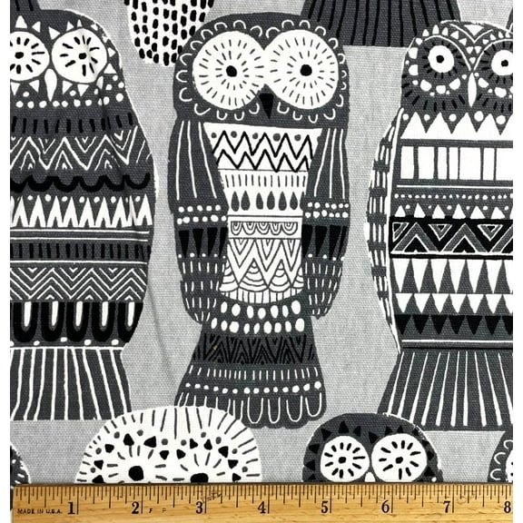 1 Yard - Owls Gray Cotton Duck Upholstery Fabric (Great for Quilting, Sewing, Craft Projects, Throw Pillows & More) 1 Yard X 44" Wide