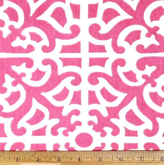 1 Yard - Parterre Design in Strawberry Pink Cotton Duck Upholstery Fabric (Great for Quilting, Sewing, Craft Projects, Throw Pillows & More) 1 Yard X 44" Wide