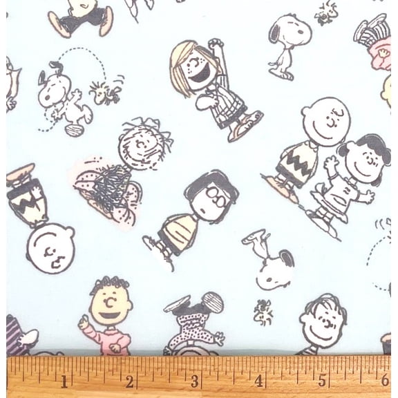 1 Yard - Peanuts Snoopy Charlie Brown Lucy & the Gang on Light Blue Cotton Fabric (Great for Quilting, Sewing, Craft Projects, Throw Pillows & More) 1 Yard X 44" Wide