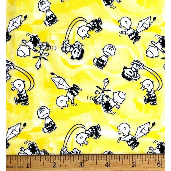 1 Yard - Peanuts Snoopy Charlie Brown & Lucy on Yellow Cotton Fabric (Great for Quilting, Sewing, Craft Projects, Throw Pillows & More) 1 Yard X 44" Wide