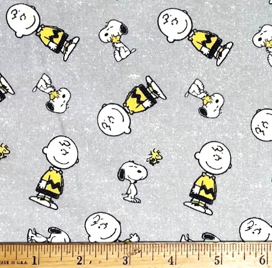 1 Yard - Peanuts Snoopy Charlie Brown & Woodstock on Gray Cotton Fabric (Great for Quilting, Sewing, Craft Projects, Throw Pillows & More) 1 Yard X 44" Wide