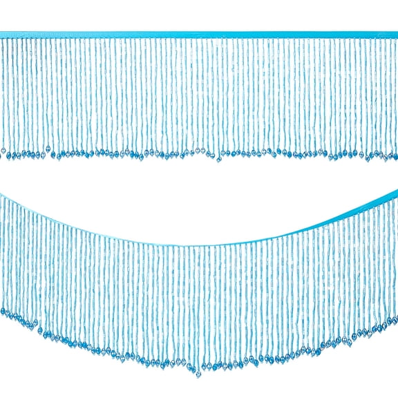 1 Yard Polyester Lace Ribbon with Glass Beads Tassel for Sewing Decoration Dodger Blue 6 inch(151mm)
