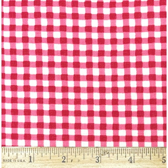 1 Yard - Red & Pink 1/4" Check Upholstery Cotton Duck Fabric (Great for Quilting, Sewing, Craft Projects, Throw Pillows & More) 1 Yard X 44" Wide