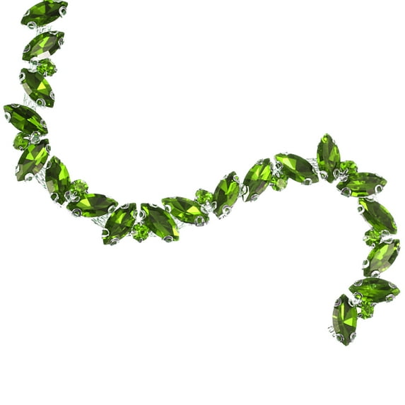 1 Yard Rhinestone Chain Trim, 10mm Bling Shiny Crystal Chain Applique (Sapphire Green)