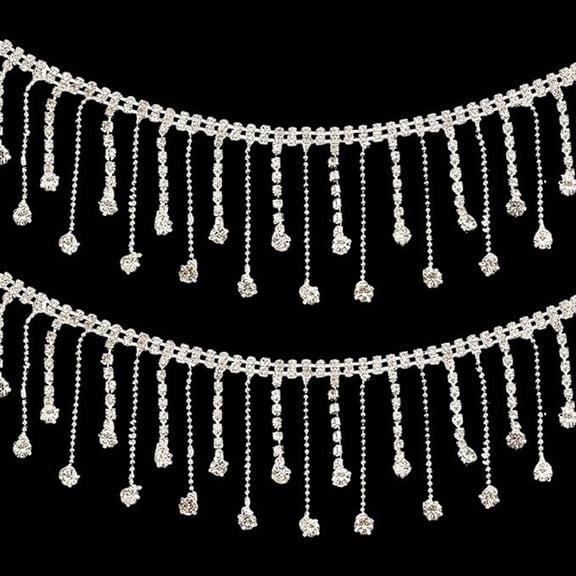 1 Yard Rhinestone Fringe Tassel Trim Beaded Fringe Trim Diamond Long Tassel Trim for Wedding Accessories DIY Craft Decoration