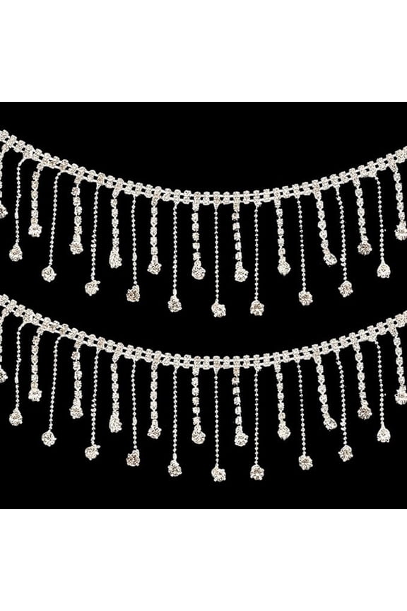 1 Yard Rhinestone Fringe Tassel Trim Beaded Fringe Trim Diamond Long Tassel Trim for Wedding Accessories DIY Craft Decoration