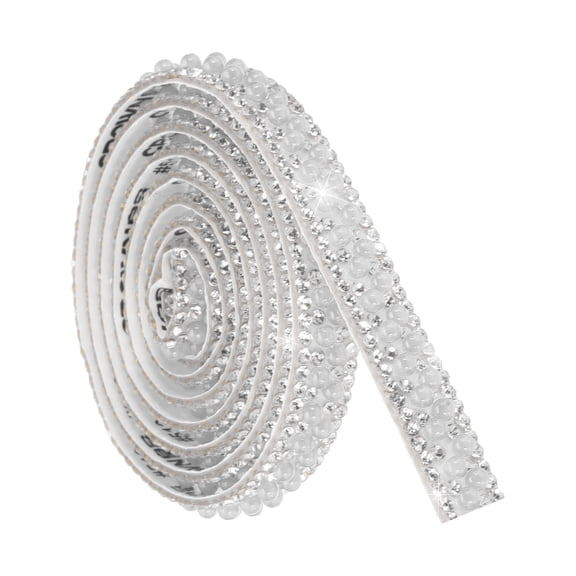 1 Yard Self Adhesive Pearl Rhinestone Ribbon, 1cm Pearls Rhinestone Tape Diamond Pearls Trim for Wedding Party Supplies White