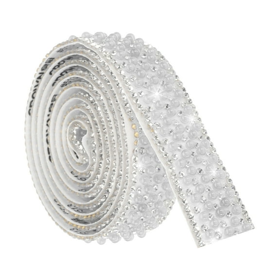 1 Yard Self Adhesive Pearl Rhinestone Ribbon, 2cm  Pearls Rhinestone Tape Diamond Pearls Trim for Wedding Party Supplies White
