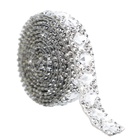 1 Yard Self Adhesive Rhinestone Ribbon, Silver Rhinestone Strip, Plastic Diamond Crystal Rhinestone Ribbon Roll Sticker Glitter Bling Ribbon for Crafts Fabric Gift Wrapping Christmas Decor, 1 Roll