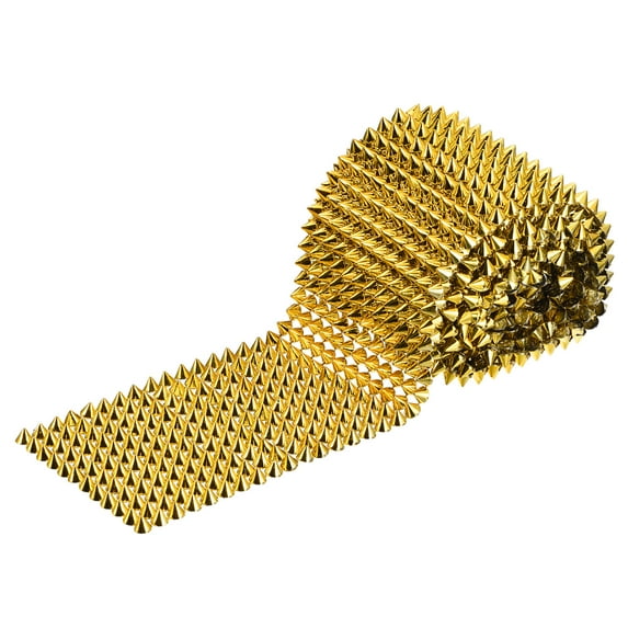 Uxcell Sew Stitch on Cone Spikes Studs Plastic Flat Back Spike Rivet Punk Trim Ribbon Gold 1 Yard