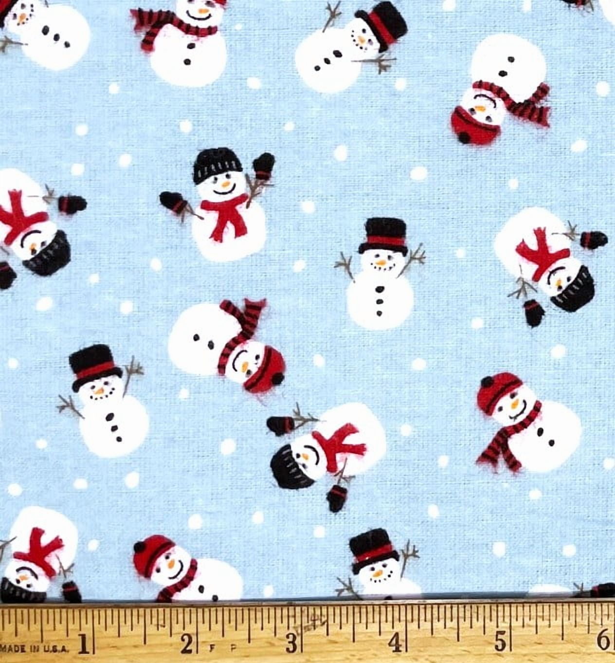 1 Yard - Snowman on Light Blue Flannel Fabric (Great for Quilting, Sewing, Craft Projects, Throw Pillows & More) 1 Yard X 44" Wide