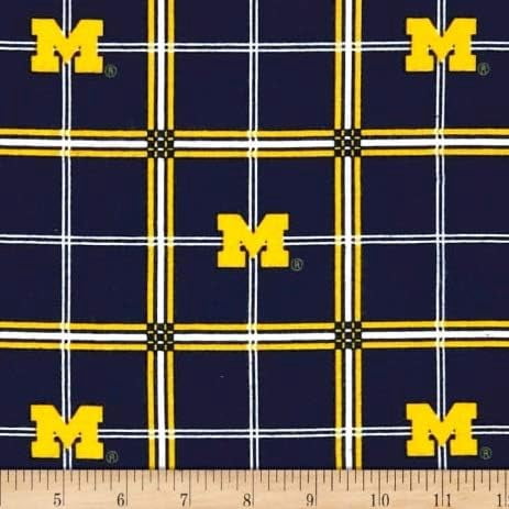 1 Yard - Univeristy of Michigan Wolverines Plaid Flannel Cotton Fabric (Great for Quilting, Sewing, Craft Projects, Throw Pillows & More) 1 Yard X 44" Wide