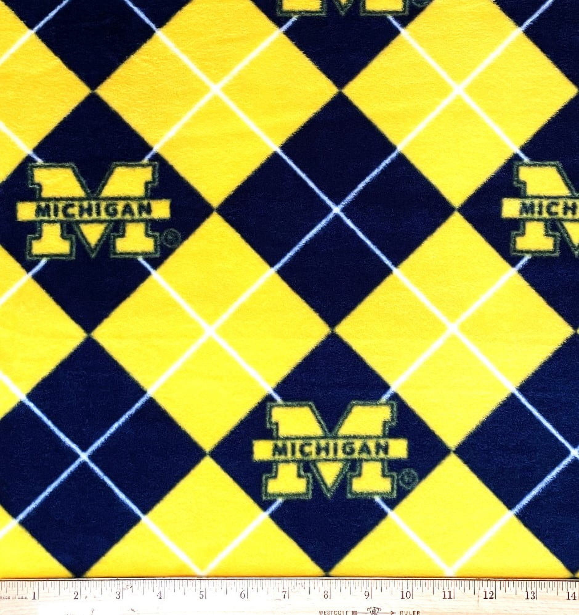 1 Yard - University of Michigan Wolverines Argyle Fleece Fabric (Great for Quilting, Sewing, Craft Projects, Curtains, Pillows, Etc.) 1 Yard x 58" Wide