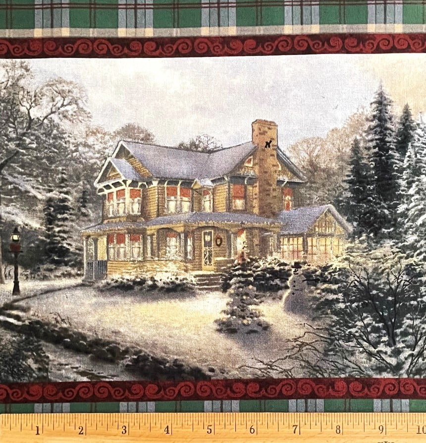 1 Yard - Victorian Christmas Green & Red Plaid Double Border Broadcloth Cotton Duck Upholstery Fabric (Great for Quilting, Sewing, Craft Projects, Throw Pillows & More) 1 Yard X 60" Wide
