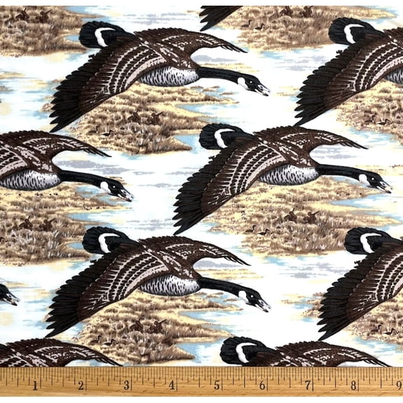 1 Yard - Wild Geese Flying Scenic Cotton Fabric (Great for Quilting, Sewing, Craft Projects, Throw Pillows & More) 1 Yard X 44" Wide