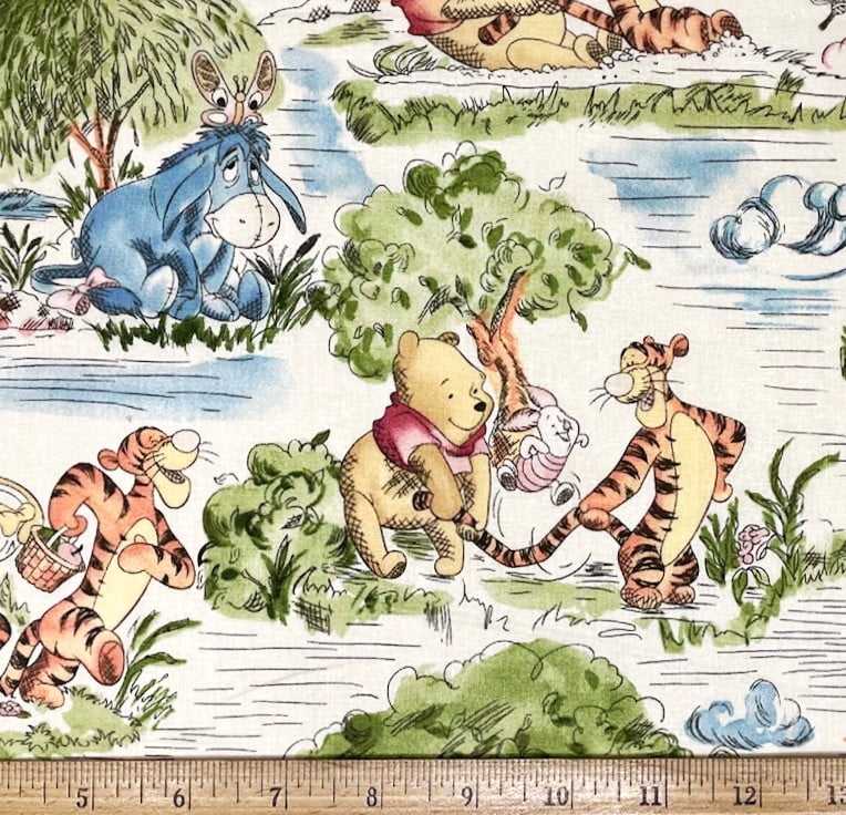 1 Yard - Winnie the Pooh Blustery Day Piglet Tigger & Eeyore Cotton Fabric (Great for Quilting, Sewing, Craft Projects, Throw Pillows & More) 1 Yard X 44" Wide