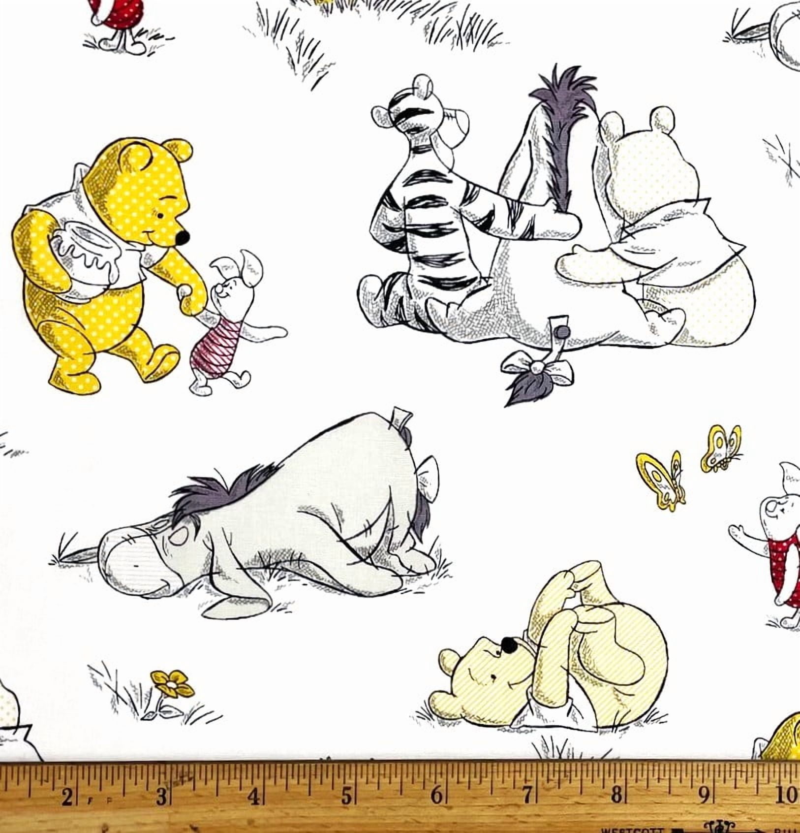 1 Yard - Winnie the Pooh Piglet Eeyore & Tigger on White Cotton Fabric (Great for Quilting, Sewing, Craft Projects, Throw Pillows & More) 1 Yard X 44" Wide