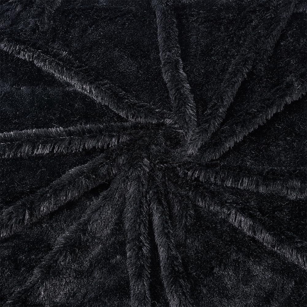 1 Yard x 61 Inch Black Fur Fabric Plush Fabric Fluffy Fur Fabric Craft Fur Fuzzy Fabric for DIY Crafts Christmas Winter Costume Gnome Pillow Sewing Decor 3/4 inch Pile