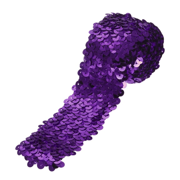 1 Yards 2 Inch Elastic Sequins Trim 5 Row Flat Sequin Strip Paillette Sequins Fabric Ribbon for Crafts DIY Sequin Fringe Sewing Deep Purple