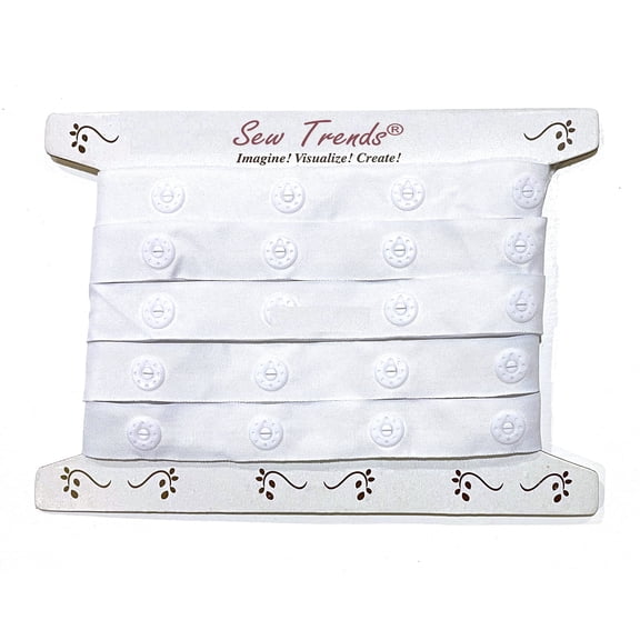 1 Yards Plastic Snap Button LARGE JUMBO Size Polyester Tape Hook & Eye Zipper Popper Press Stud Fastener - WHITE