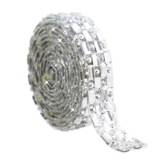 1 Yards Self Adhesive Rhinestone Ribbons, Silver Glitter Diamond Crystal Ribbon Roll, Rhinestone Strips, Glitter Diamond Wrap Sticker for DIY Craft, Wedding Decor, Clothing & Home Decoration, 0.39"
