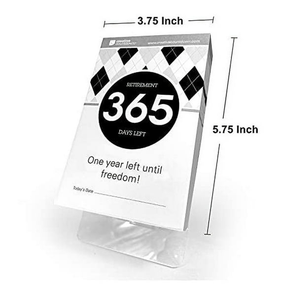 1 Year (365 Days) Retirement Count Down 5.75"x3.75" Black and White Tear Off Countdown Calendar Table and Desk Unit - Perfect for Office, Event, Corporate and Door Gifts