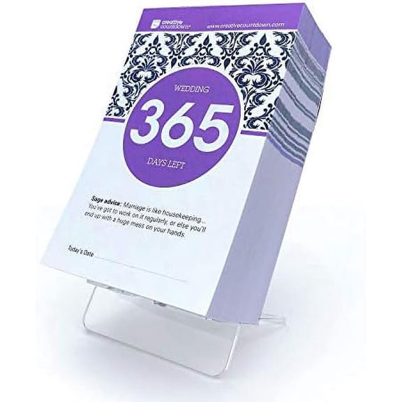 1 Year (365 Days) Wedding Count Down Calendar - 5.75"x3.75" - Purple Daily Tear Off Countdown Calendar With Motivation Tips & Advice - Perfect Wedding Planning Companion for Bride & Groom$$Office