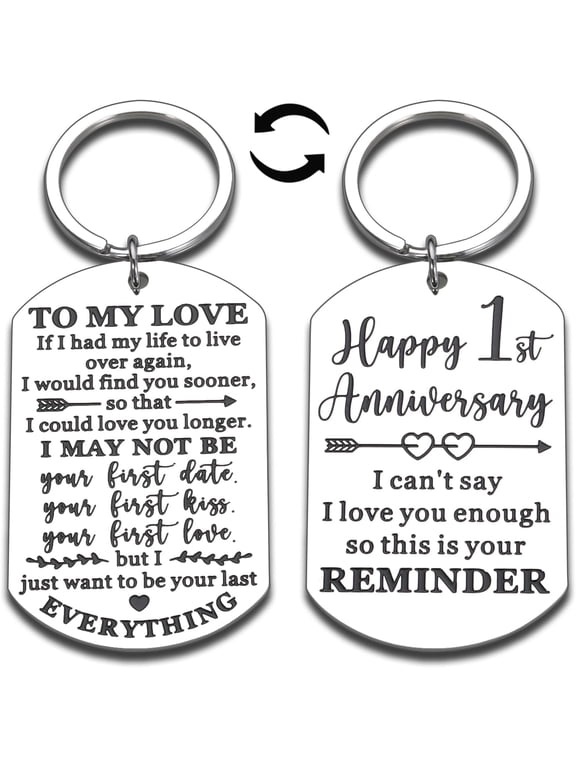 1 Year Anniversary Boyfriend Gifts for Girlfriend Couple I Love You Gift Keychain for Him Her 1st Wedding Anniversary Keychain Keepsake Valentines Gifts for Women Men Husband Birthday Gifts from Wife
