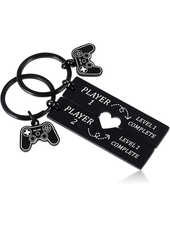 1 Year Anniversary Gifs for Boyfriend Girlfriend Husband Wife Couple Valentines Day Gifts 1st Wedding Anniversary Keychain Gift for Him Her Fiance Fiancee Gamer Level 1 Completed Matching Keychain