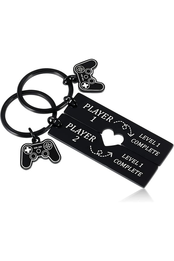 1 Year Anniversary Gifs for Boyfriend Girlfriend Husband Wife Couple Valentines Day Gifts 1st Wedding Anniversary Keychain Gift for Him Her Fiance Fiancee Gamer Level 1 Completed Matching Keychain