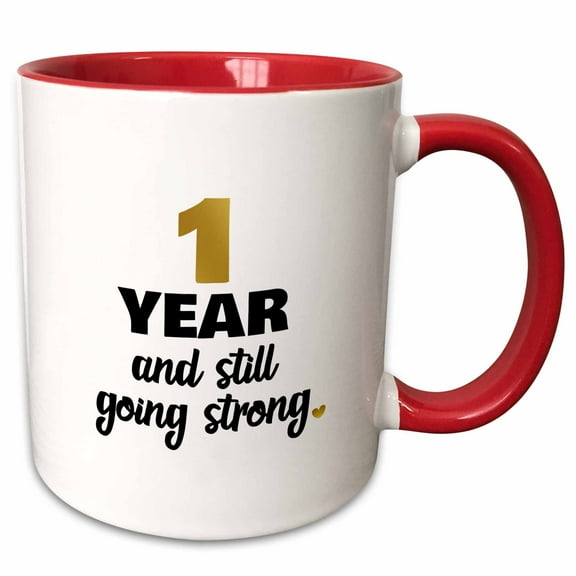 3drose, 1 Year Anniversary Still Going Strong - Gift for 1st Wedding Anniversary, 15oz Two-tone Red Mug