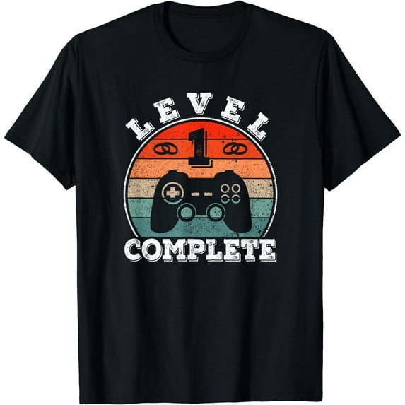 1 Year Marriage Anniversary 1 Year Married Level 1 Complete T-Shirt