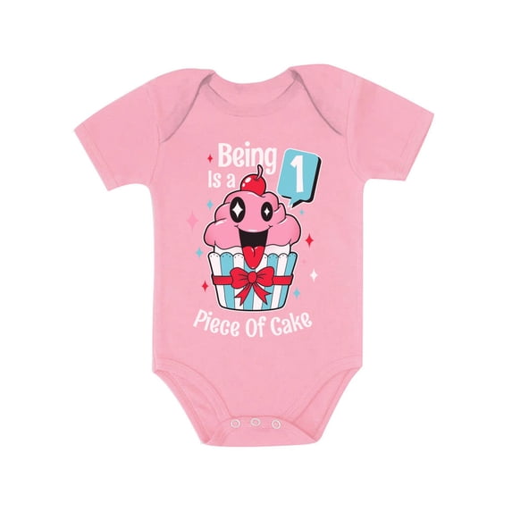 1 Year Old Baby Girl Outfit 1st Birthday Gift Cupcake Funny Baby Bodysuit 12M (6-12M) Pink