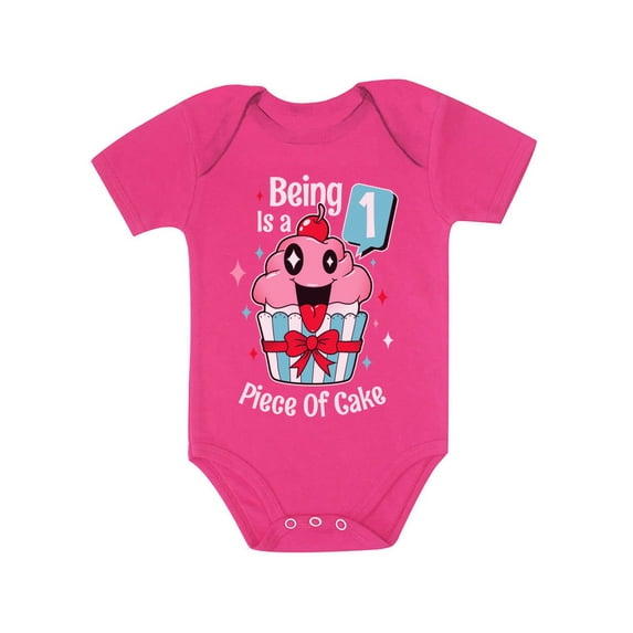 1 Year Old Baby Girl Outfit 1st Birthday Gift Cupcake Funny Baby Bodysuit NB (0-3M) Wow pink